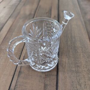Vintage 3” Decorative Clear Crystal Glass Watering Can Vase Trinket Holder